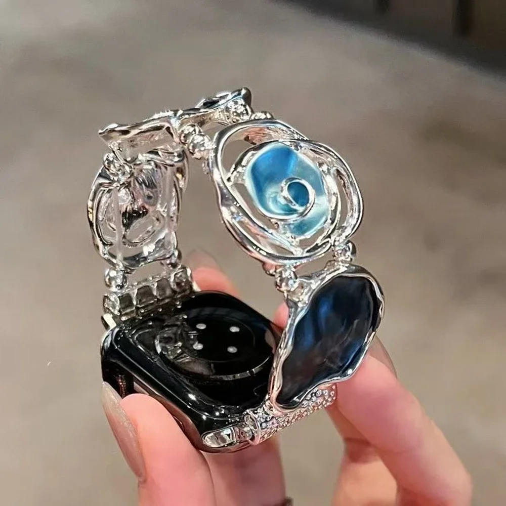 لطيفة روز مطاطا سوار ل سوار ساعة يد آبل سلسلة 10/9/8/7/6/5/4/3/2/1 SE 40 مللي متر 41 مللي متر 42 مللي متر 44 مللي متر 45 مللي متر 46 مللي متر 49 مللي متر حزام