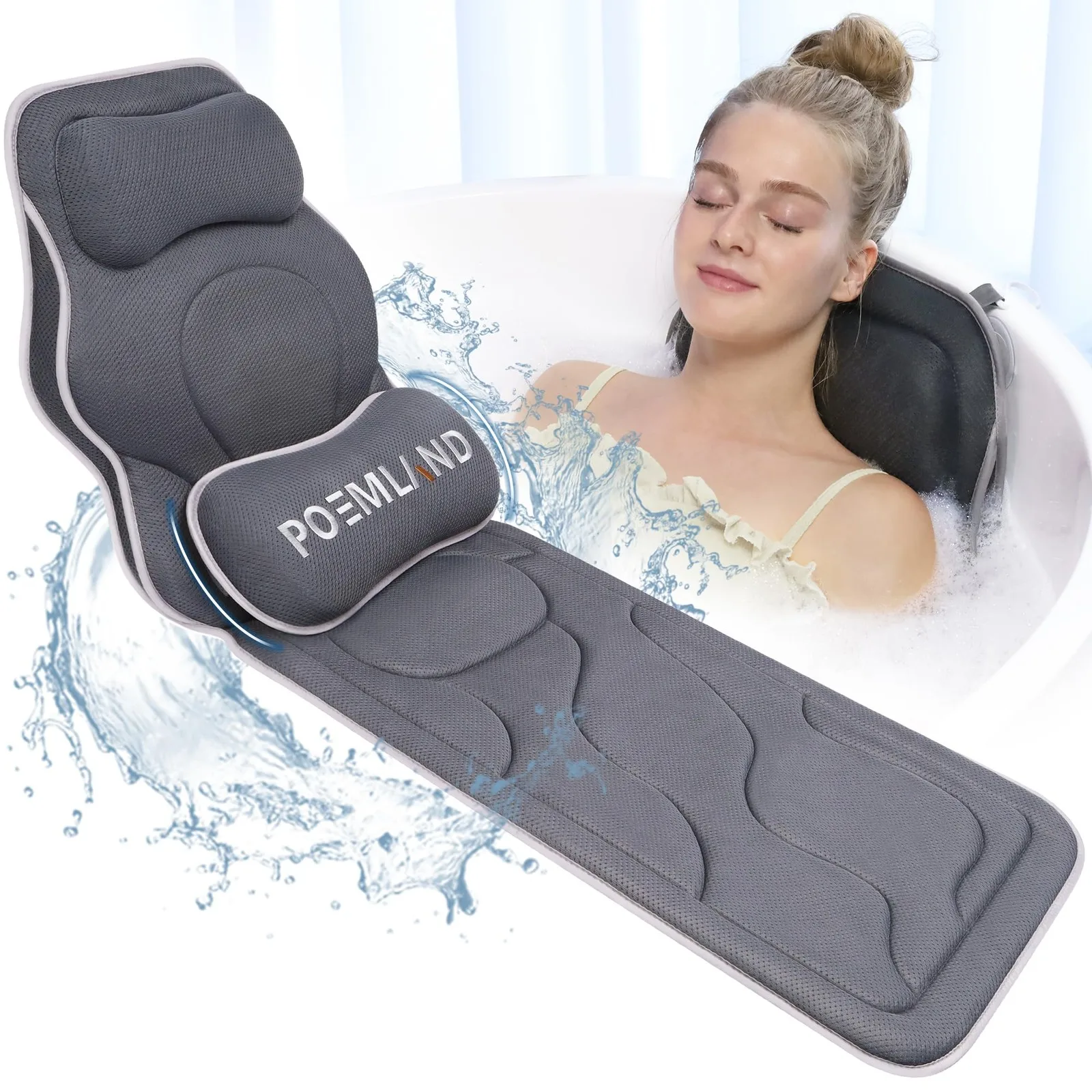 

Подушка для ванны Poemland Full Body Bath Pillow - удлиненная, толстая подушка для ванны с поддержкой для головы...