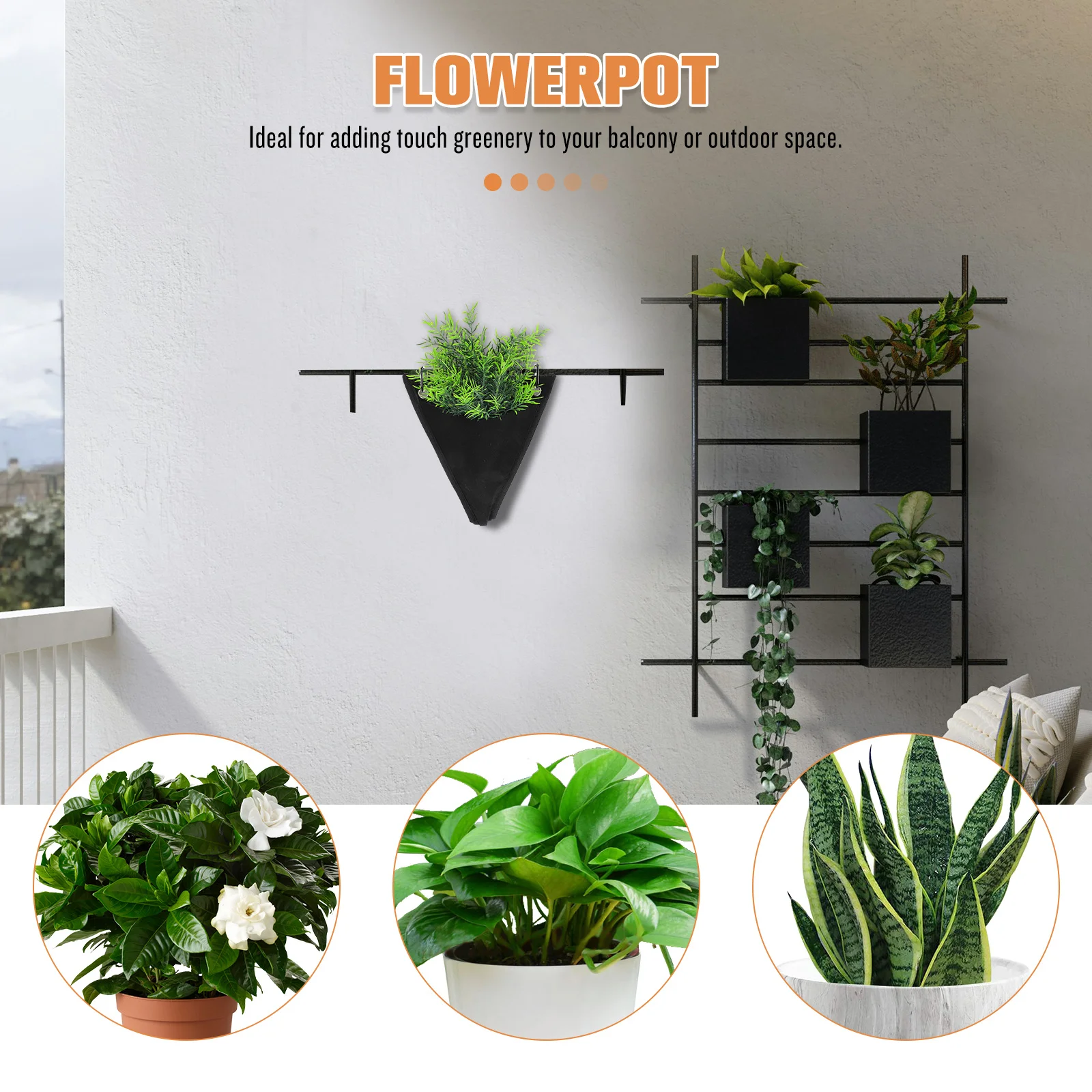 Wall Planters Black Triangular Hanging Bag Indoor Outdoor Balcony Vertical Garden Planter Hanging Pots Wall Planters Bucket