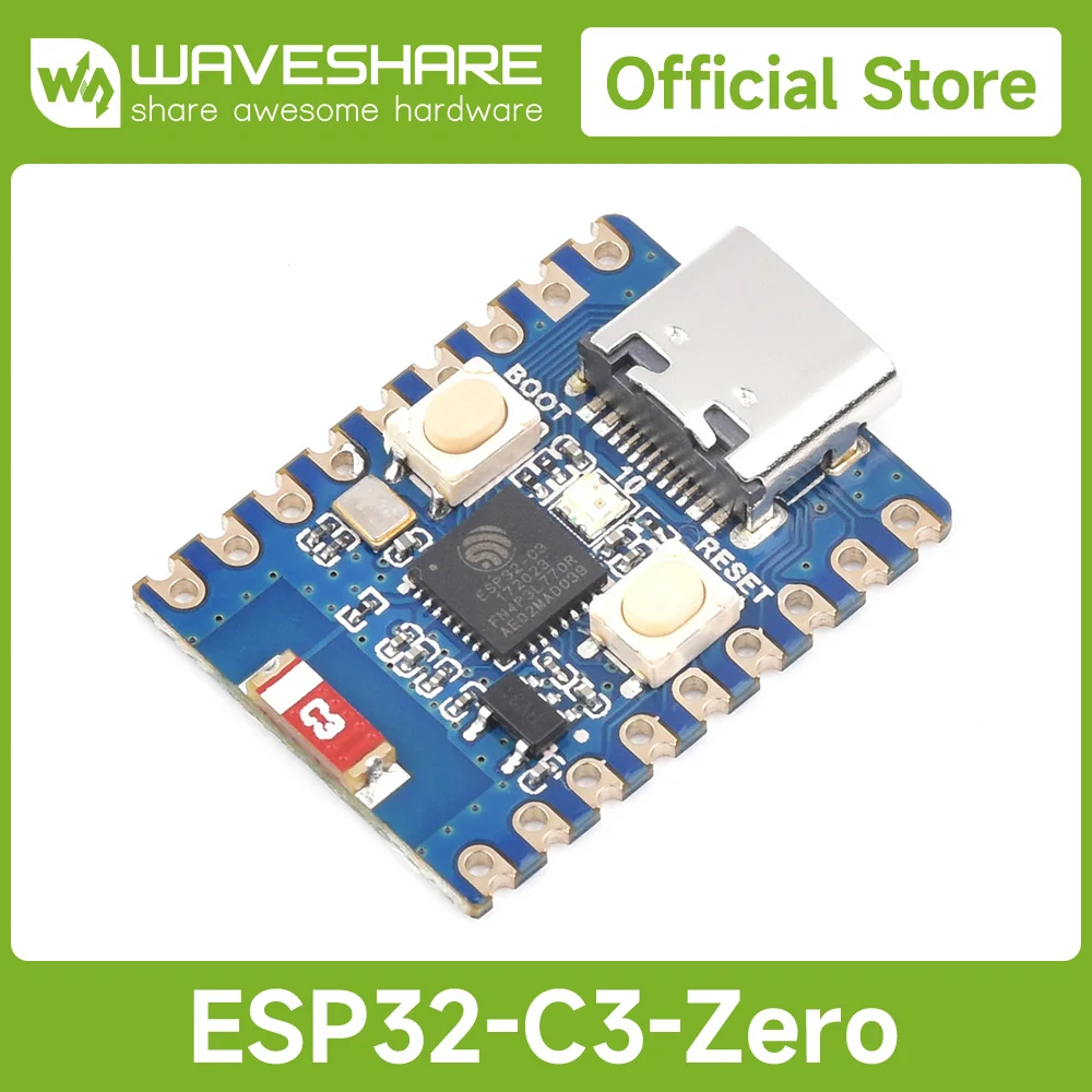 Мини-плата разработки Waveshare ESP32-C3 Zero, на базе одноядерного ядра ESP32-C3FN4, частоты хода 160 МГц, микроконтроллера