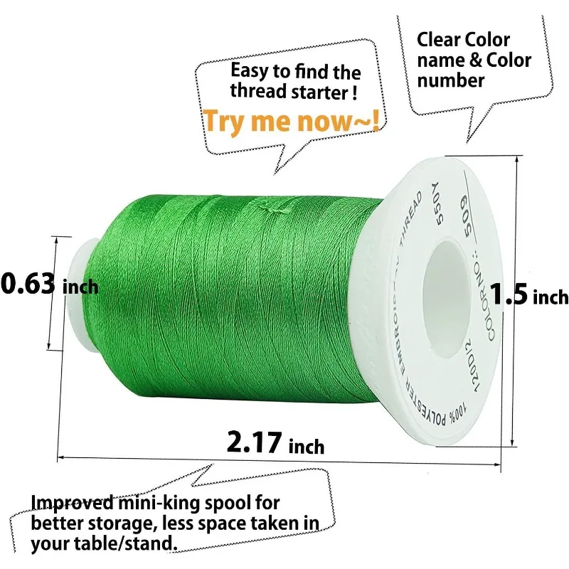 63 لونًا من البوليستر المتوافق مع مجموعة خيط ماكينة التطريز Brother 40 وزنًا متوافق مع Brother Babylock J #3