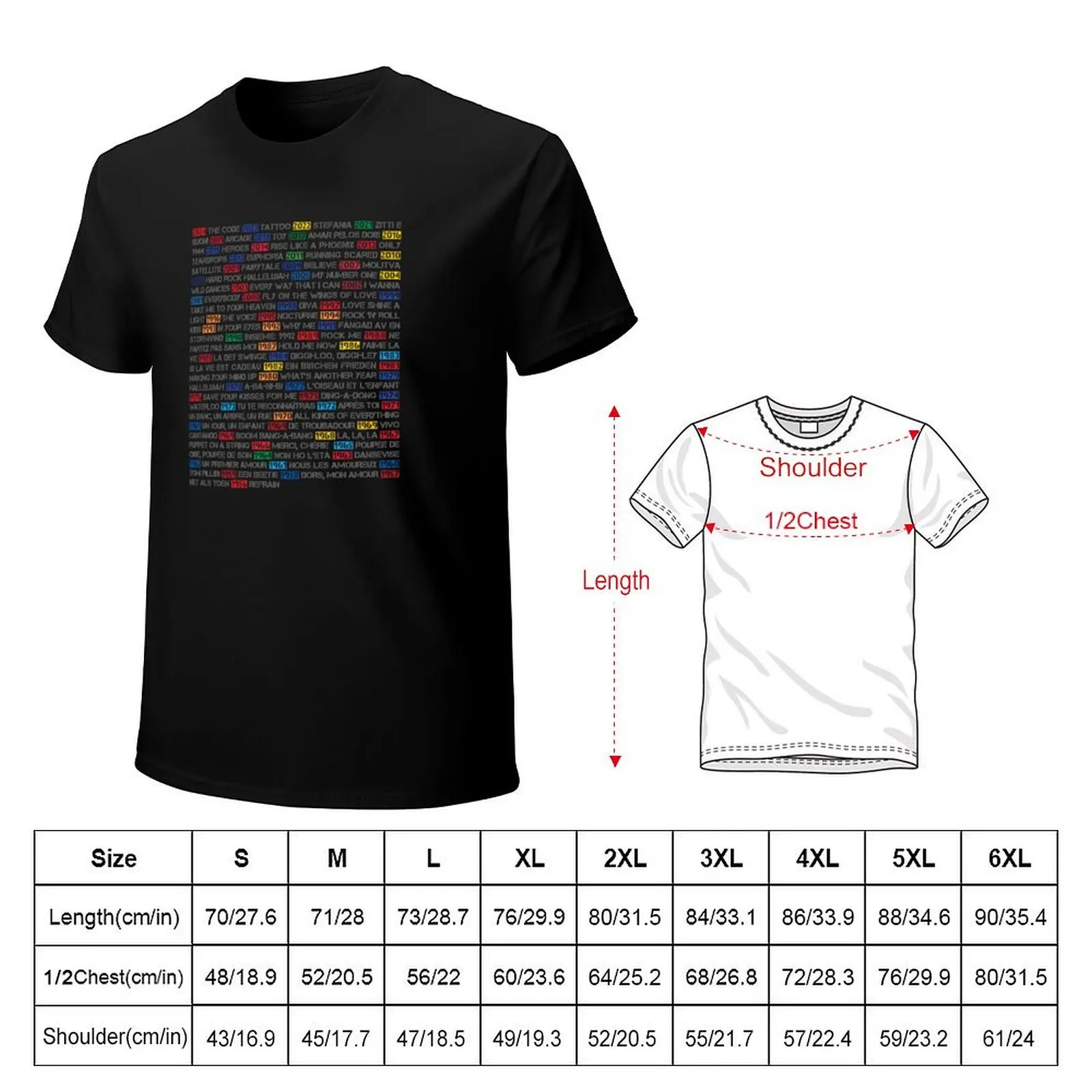 ESC Winning Songs [Complete] T-Shirt Plus Size Loose Short Sleeve Top