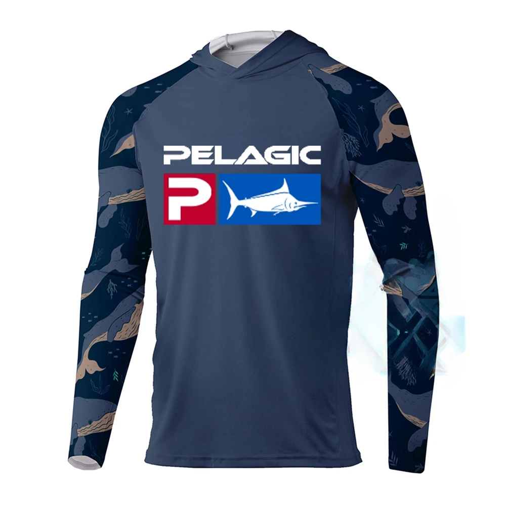 

2024 New Fishing Hoodie Pelagic Men Clothes Summer Breathable Long Sleeve Fishing Jersey Sun Protection Camouflage Fishing Shirt