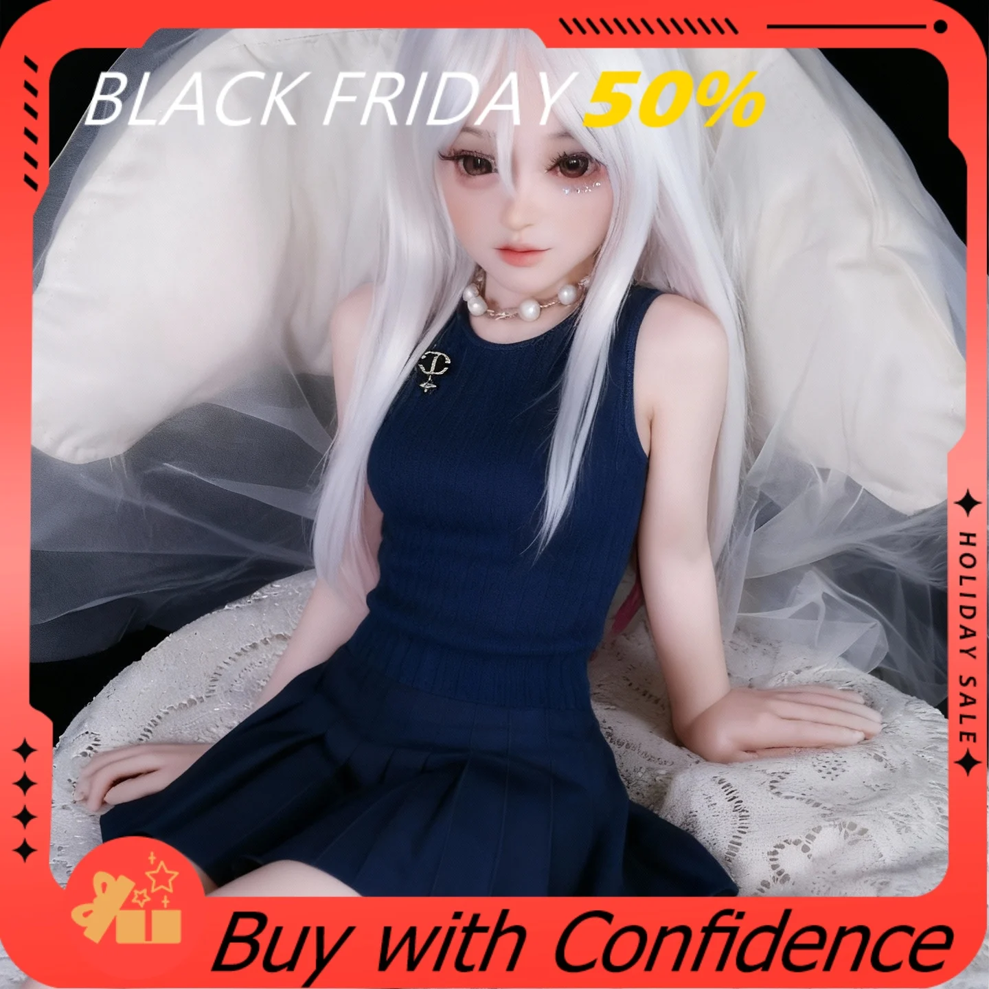 Muñeca de anime navideña, figura de acción de silicona suave de 100CM, esqueleto de metal móvil, regalo coleccionable japonés BJD
