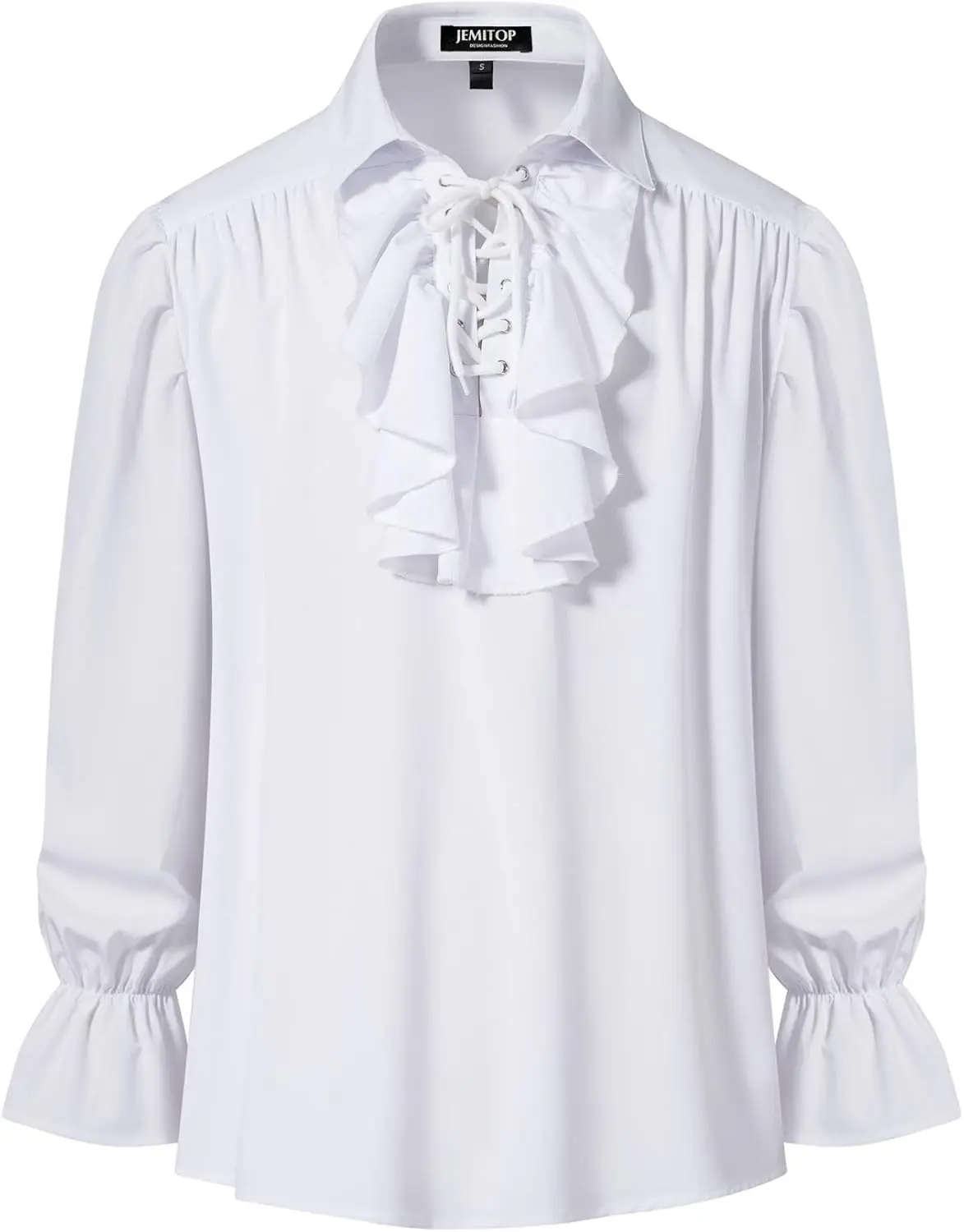 

JEMITOP Мужская пиратская рубашка с рюшами вампира эластичные манжеты Поэт викторианский стимпанк Ренессанс Средневековый костюм для косплея