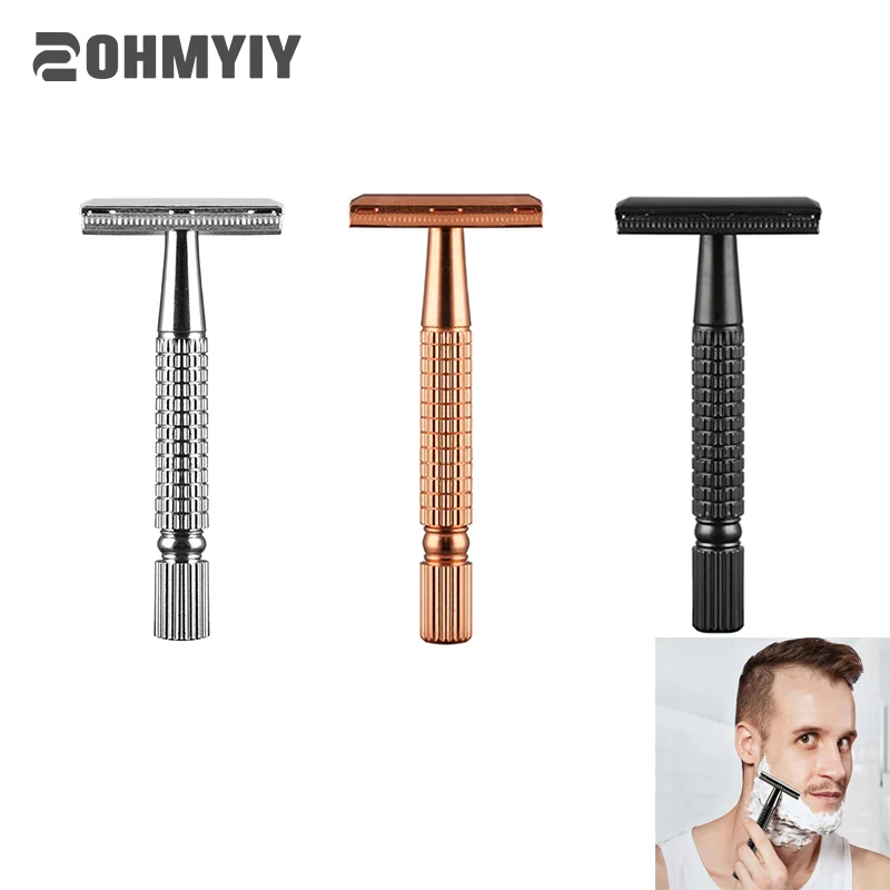 

Classic Men Shaver Mild Hair Removal Shaver Double Edge Stainless Steel Shaving With 1 Box Double Edge Blades Shaver Razor