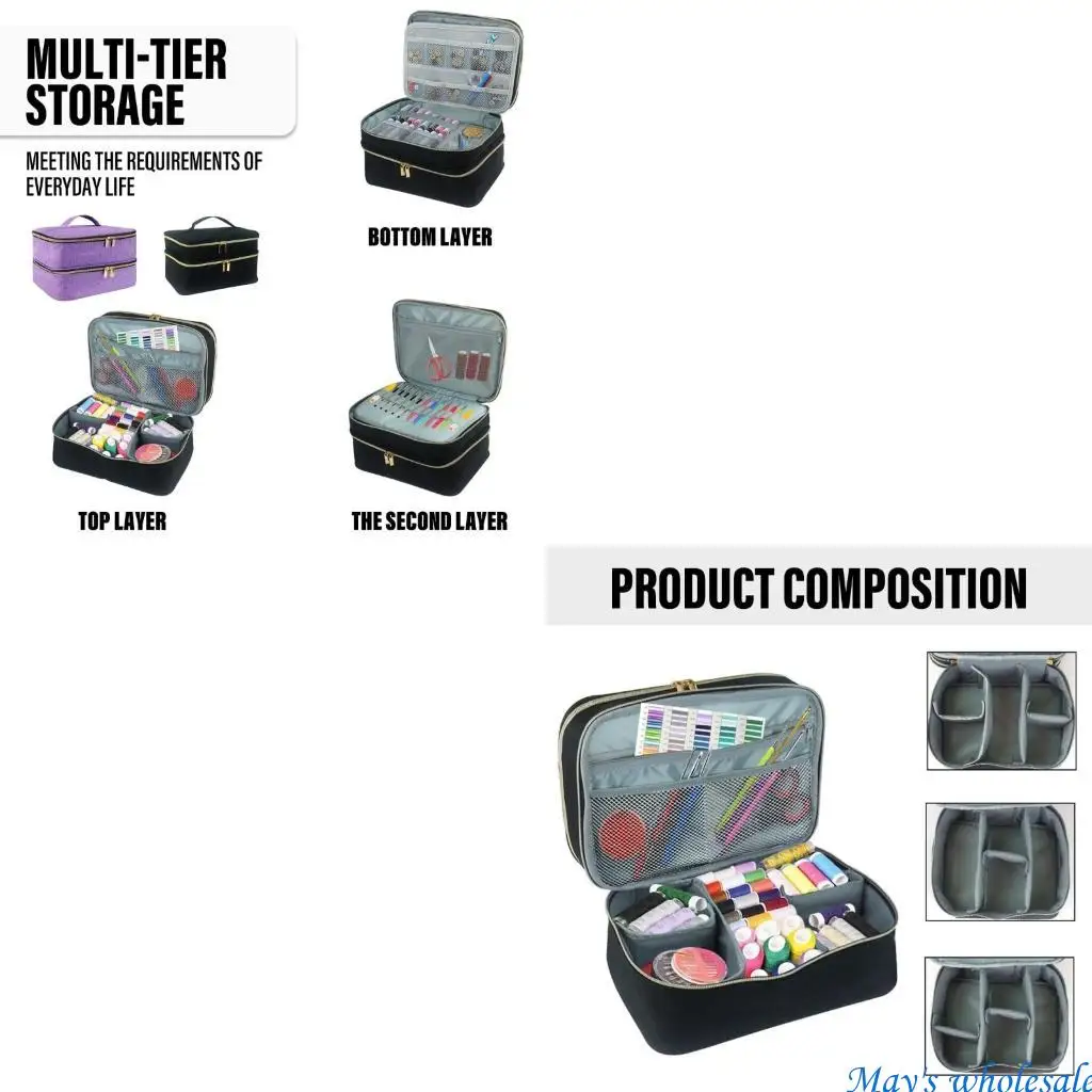 Multi Compartment Craft Bag for Sewing Supplies and Tools Portable Organizers 448A