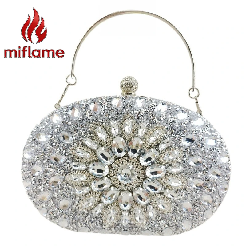 

Miflame Evening Bag with Sunflower Crystal Encrusted Diamond Texture Metal Chain Shoulder Crossbody for Party Banquet