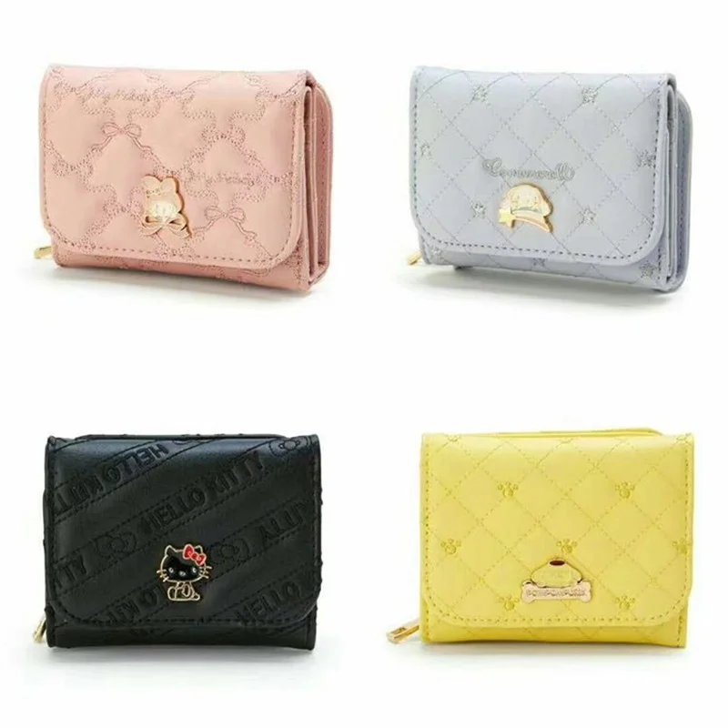 Hello Kitty Purse Cute Wallet Melody Cinnamoroll PU Short Clutch Bag Sanrio Kawaii Pures and Bags Wholesale Purses Coin Pouch CN