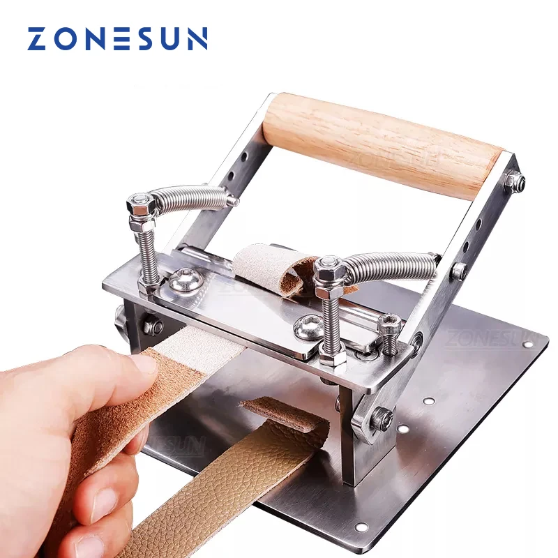 ZONESUN DIY Leather Product Manual Skiver Peel Tools Shovel Skin Machine Leather Splitter Vegetable Tanned Handle Peeler