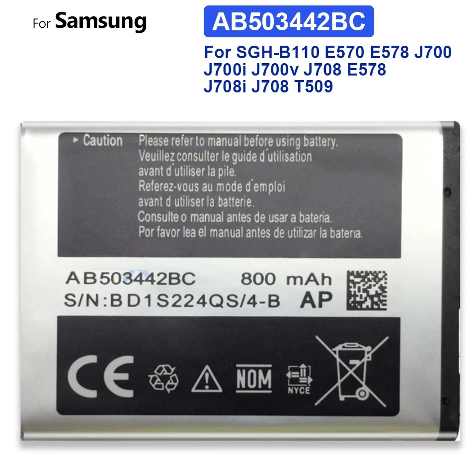 Battery For Samsung SGH-B110 E570 J700i J700v E578 J700 J708i J708 T509 AB503442BC With Track Code