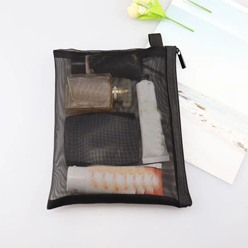 Women Transparent Travel Cosmetic Storage Bag Mesh Zipper Makeup Organizer Toiletry Beauty Wash Kit Bag Case Pouch