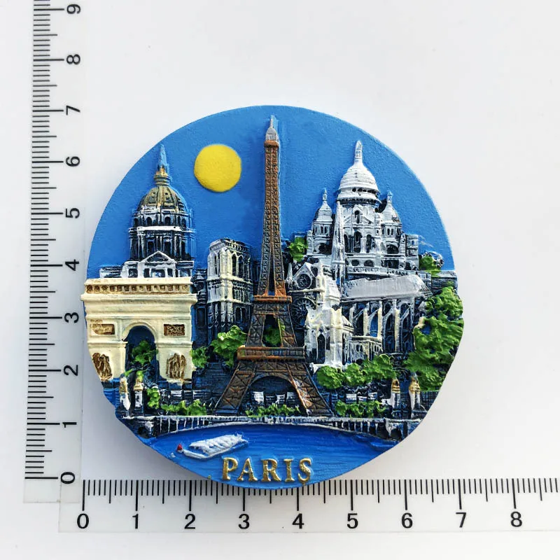 

French creative elements Fridge Magnet cultural landscape message stickers, tourist souvenirs, resin craft decorations