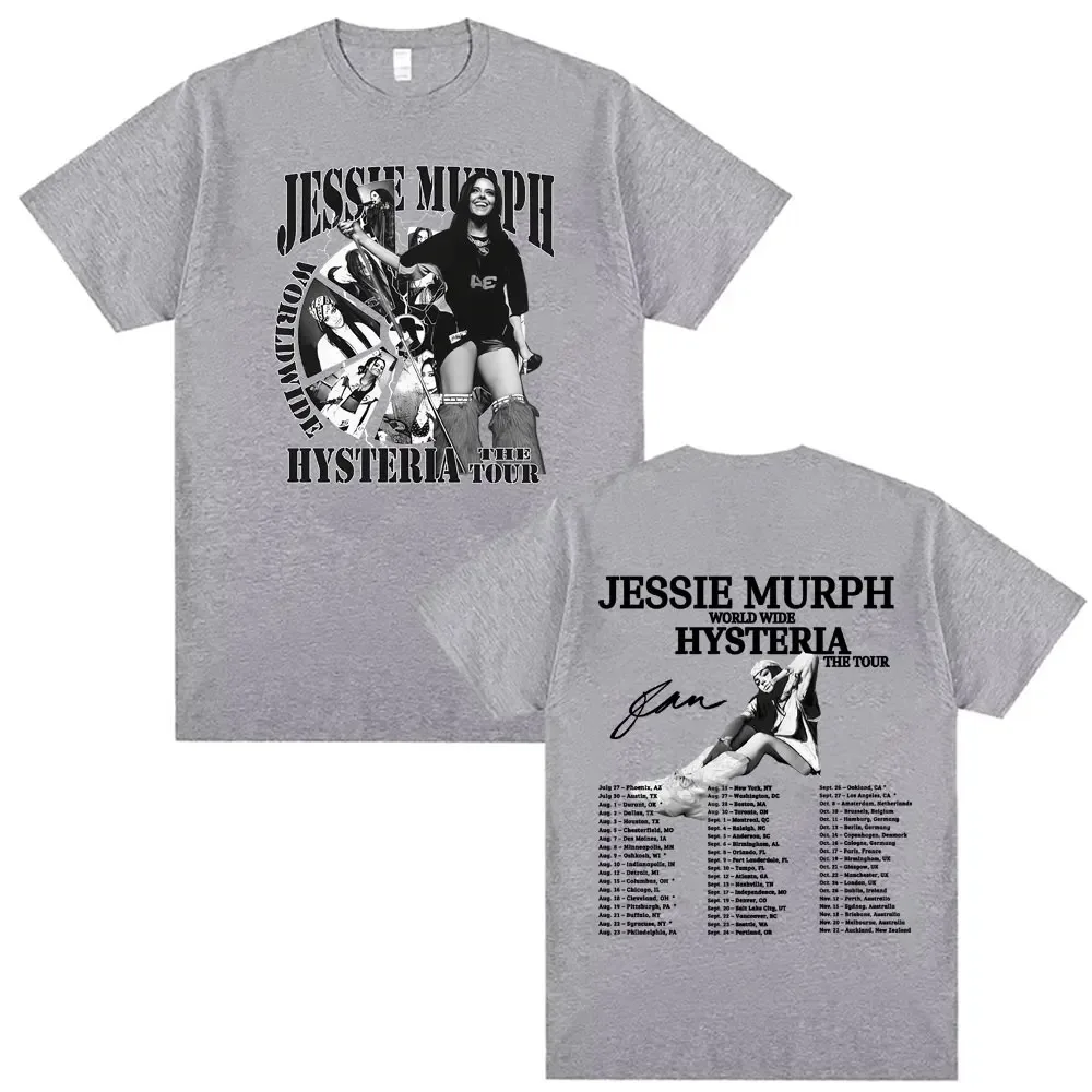 Jessie Murph Worldwide Hysteria Tour Graphic Print T-shirt Music Sad Girl Concert Men Women Oversized Hip Hop High Street TShirt