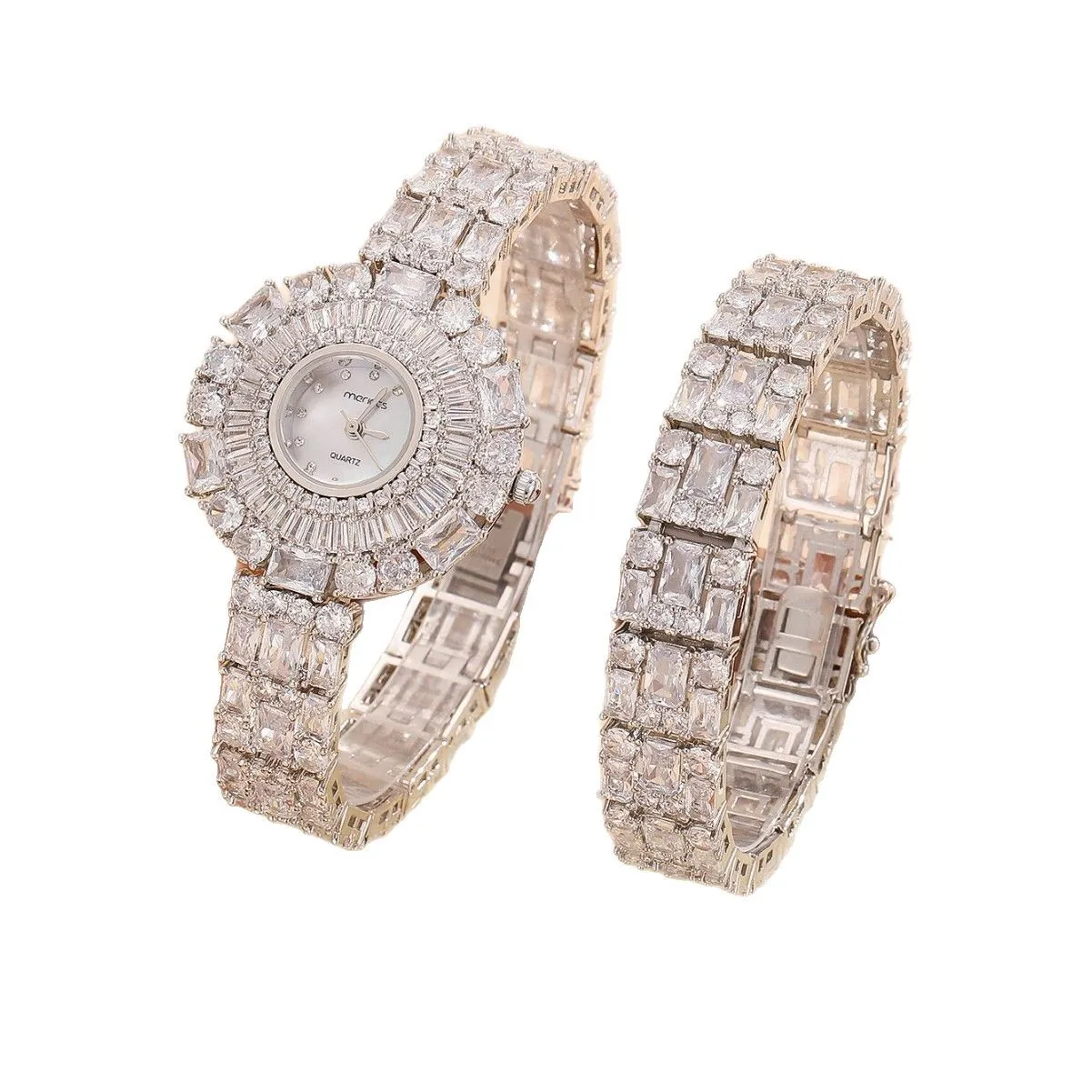 

Круглые женские часы с бриллиантами, браслет с бесплатной регулировкой, кварцевые часы