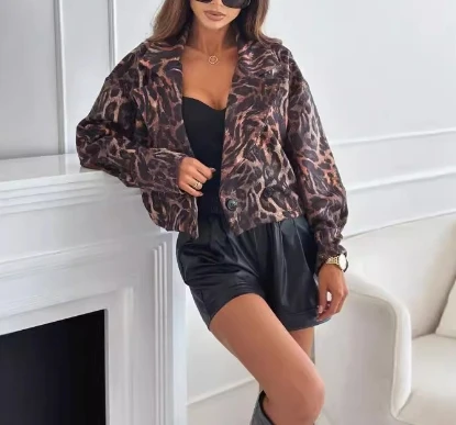 

Autumn and Winter Slimming Versatile Long Sleeved Leopard Print Suit Jacket 2024 New Fashion Women's Clothing Casual Blazer