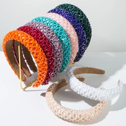 New Baroque Wide Edge Beaded Headband Simple and Fashionable Sponge Crystal Mesh Versatile Temperament Headband