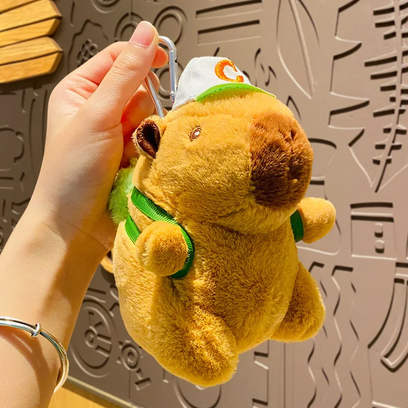 10-13cm New Kapibala Capybara Keychain Car Couple Backpack Pendant Cute Pink Hamburger Capibala Capybara Plush Keychain Doll