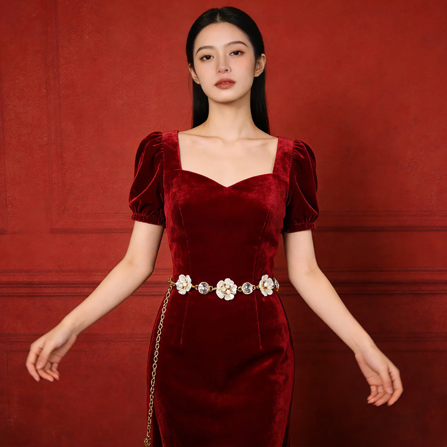 Romantic Flower Waist Chain Belt Women Gold Faux Pearl Flower Crystal Rose Charm For Dress Party Elegant 2026 New Arrival