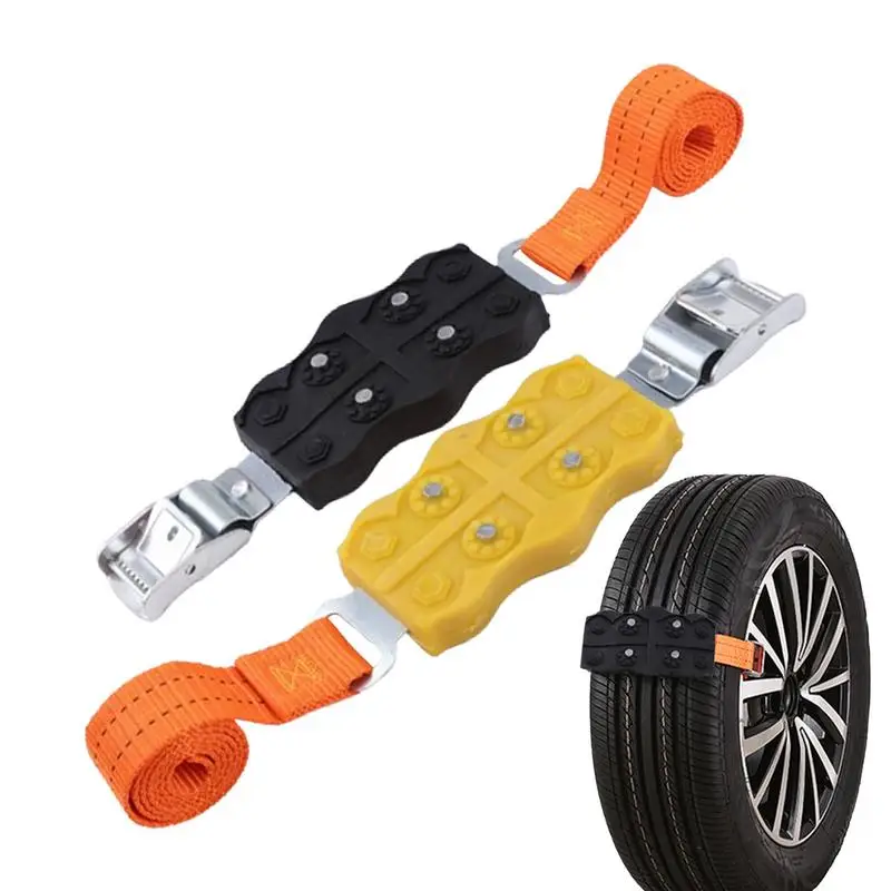 

Tire Straps 2X Anti Skid Tire Rubber Straps Wheel Straps Tire Chain Alternative Car Tire Traction Blocks For Cars & Small SUVs