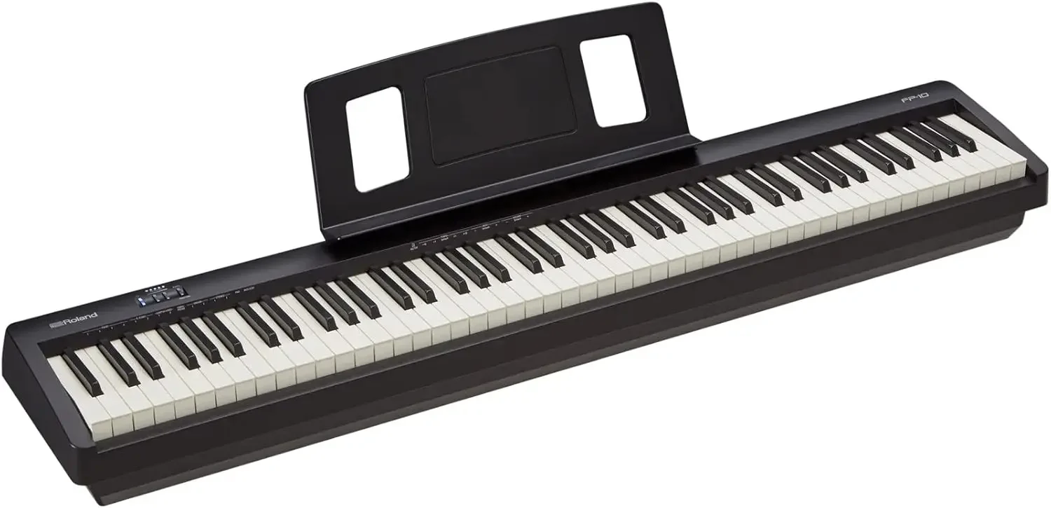 FP-10 Digital Piano - Black Bundle with Adjustable Stand, Bench, Sustain Pedal, Piano Book, Online Piano Lessons, Instruc