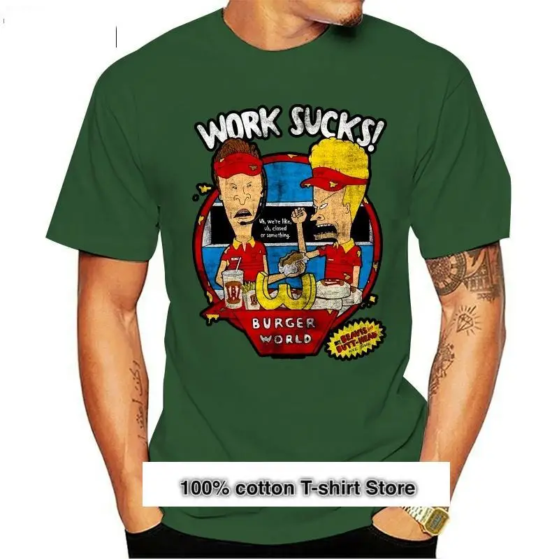 Camiseta divertida para hombre y mujer, camiseta guay de mujer, Beavis, Butthead Sucks Work, moda