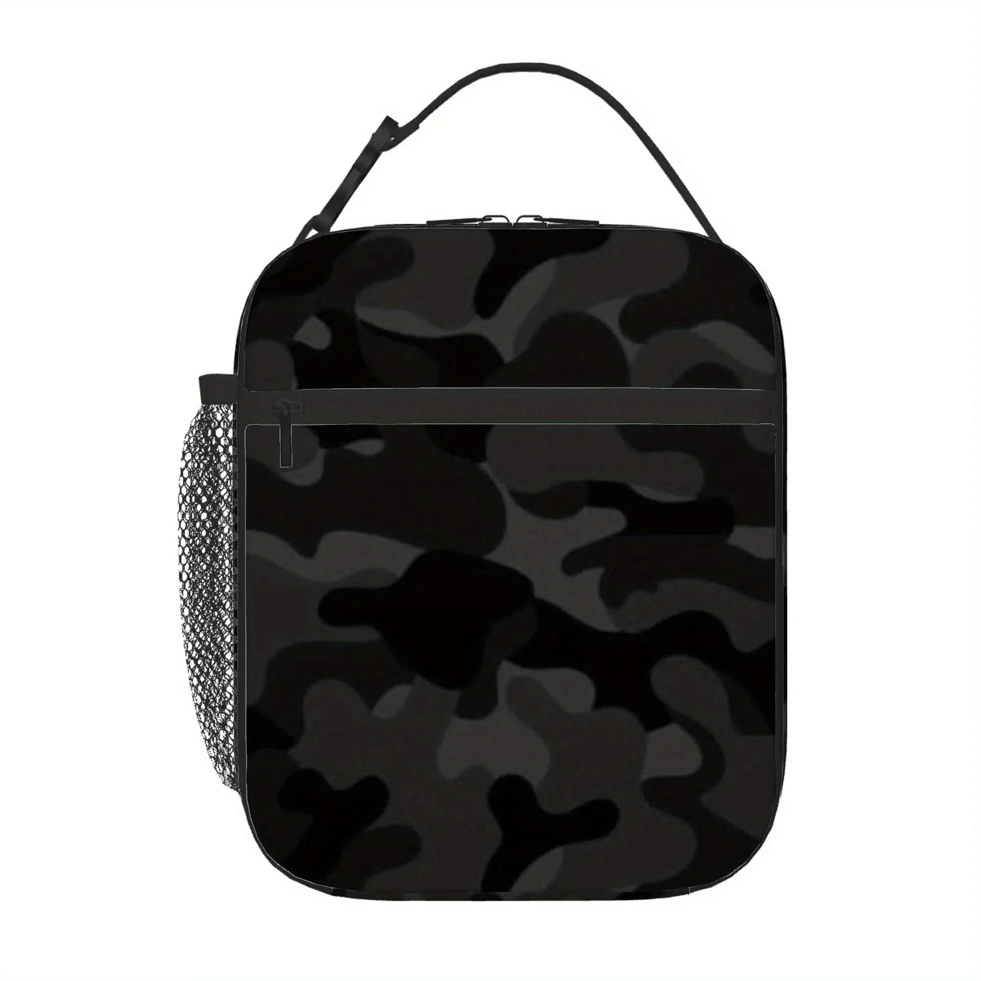 1pc, Black Camouflage Pattern Background. Printed Thermal Bag Insulation Bag Insulated Bag, No Food Contact, Suitable for Home,