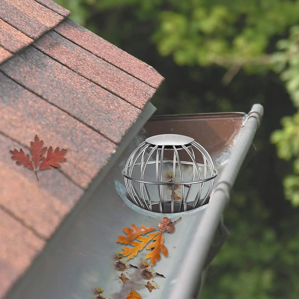 2Pcs 304 Stainless Steel Gutter Guards Keeps Gutter Downpipes Clear of Blockages From Leaves, Moss, and Other Debris