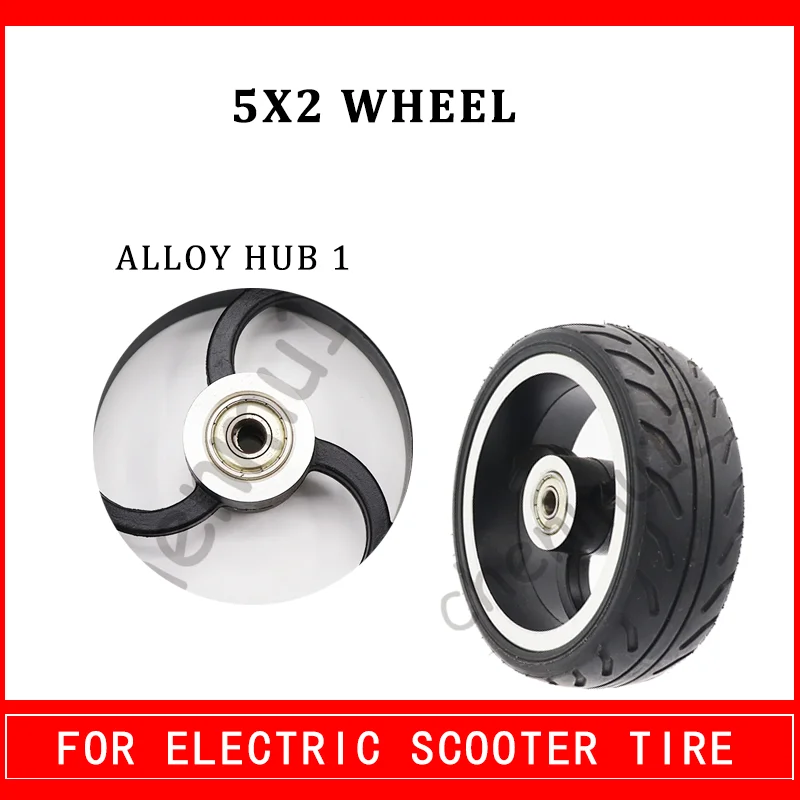 5 Inch 5X2 Solid Tyre Wheels for Fast Wheel Fiber Folding Scooters Plastic Iron Alloy Hub