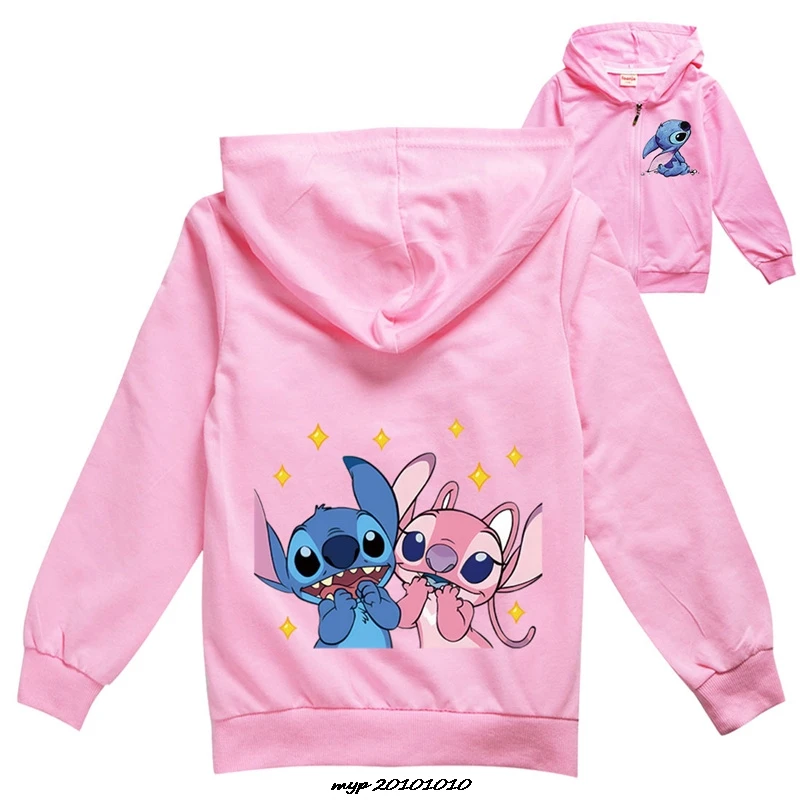 Lilo And Stitch Girls Hoodies for Kids Sweatshirt Baby Boys Zipper Jackets Coat Children\'s Windbreaker Outerwear