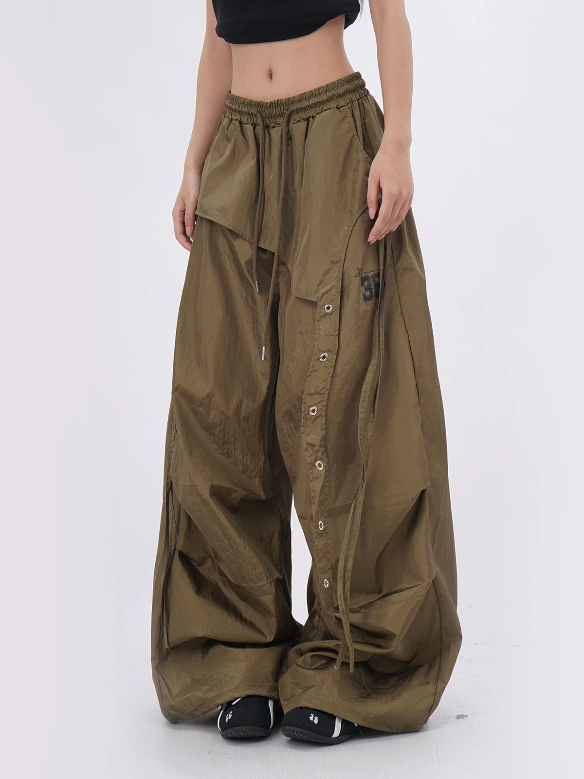 2026 New Style Women's Loose Wide Leg Quick Dry Casual Vintage Sports Pants Thin Summer Workwear Trousers Fashionable All-Match
