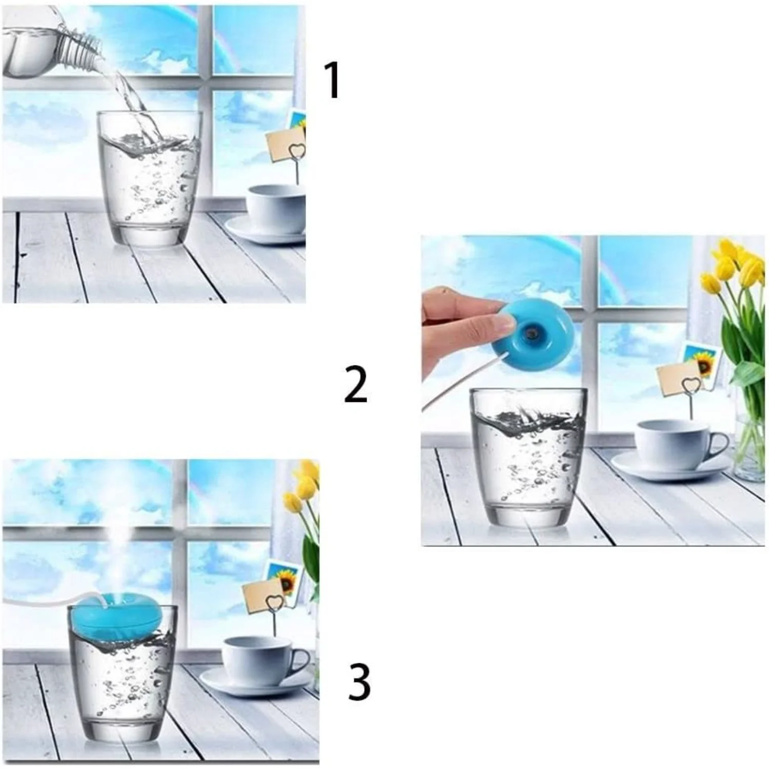 USB-увлажнитель для пончиков, портативный мини-милый увлажнитель с туманом, плавающий водный освежитель воздуха, диффузор, пара для офисного автомобиля, путешествия (w)