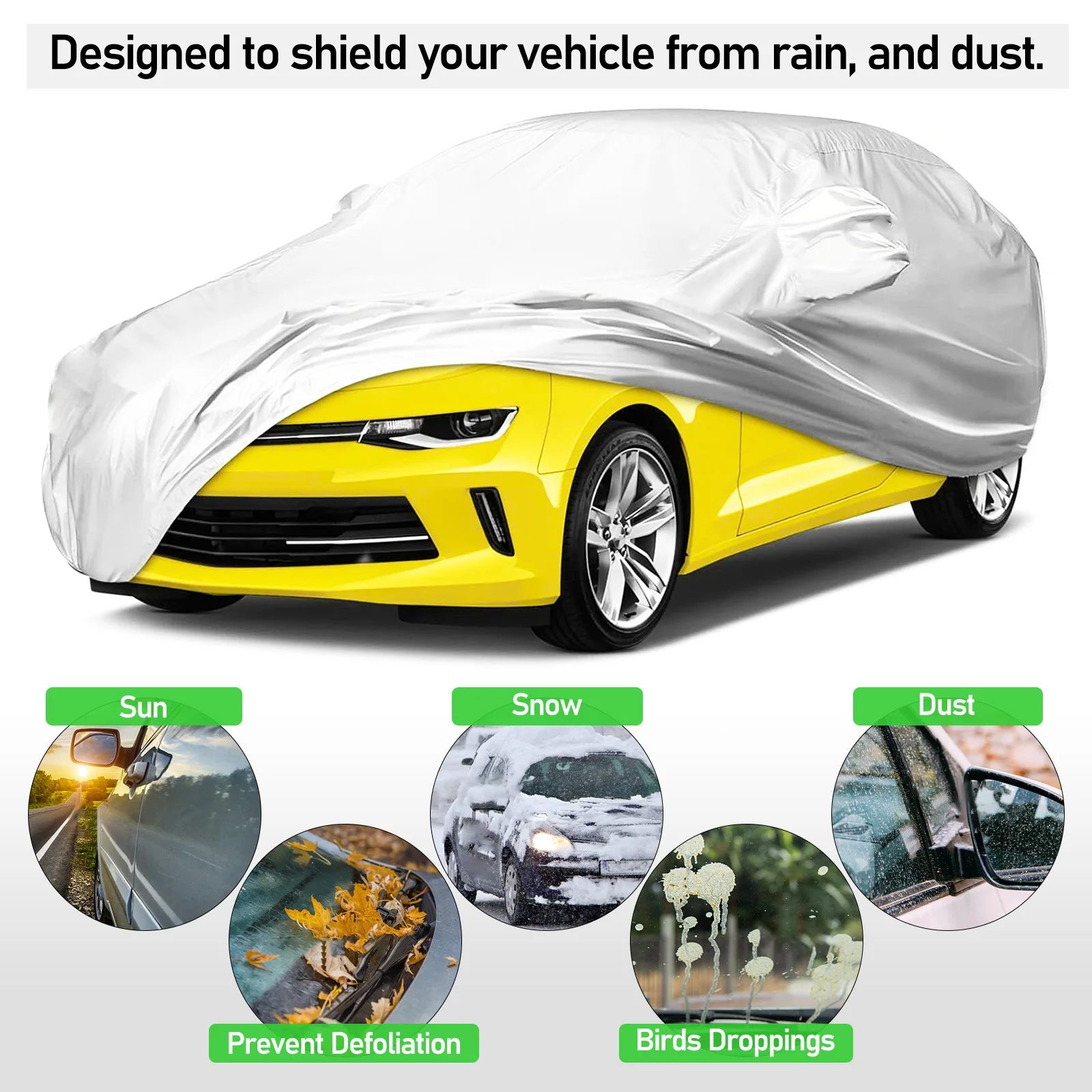 

Car Cover Universal Fit Xl Waterproof Windproof Sunproof Outdoor Car Protector Against Dust Uv Snow Scratch Resistant 170T
