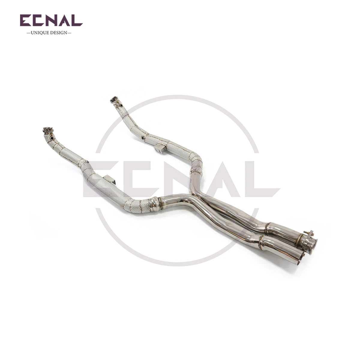 Ecnal Exhaust Downpipe for Mercedes Benz W221 E63 6.2L 2007-2011 Straight-through Exhaust Pipe with Heat Shield Exhaust System