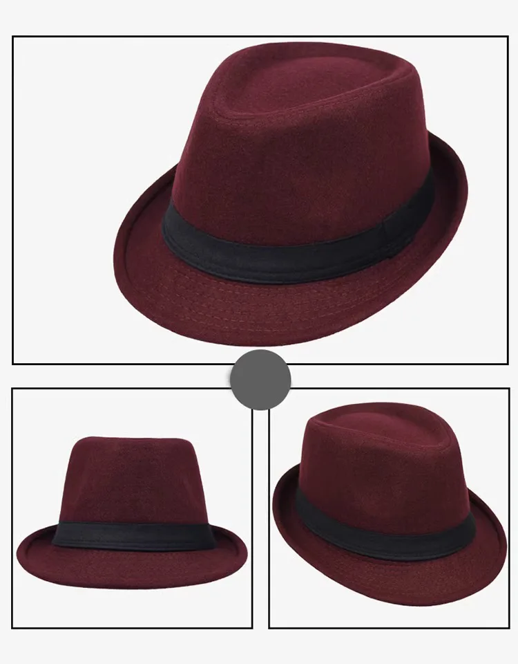 Hut für Männer, neuer Herbst-Winter-Stil, britischer Stil, Herren-Jazzhut, einfache schlichte Wollmütze, mittleres Alter und ältere Menschen, Gentleman-Hut – Detail 7