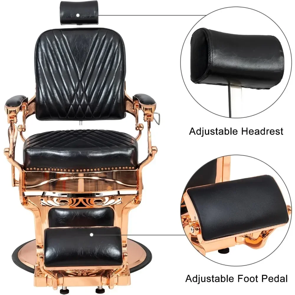 Barber Chair Hydraulic with Headrest Supports Up To 700lbs & 360° Rotatable Salon Beauty Spa Shampoo Equipment Salon Chair