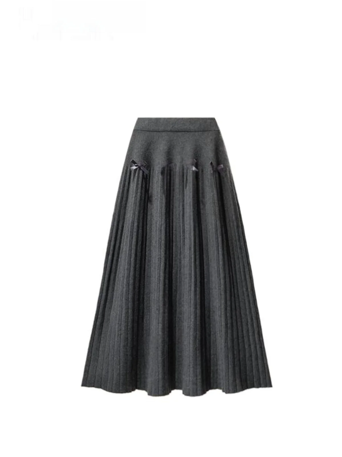 

High Waist Knitted plus Size Skirt Women's Spring Casual A-Line Pleated Skirt Slimming Effect Korean Style Commute