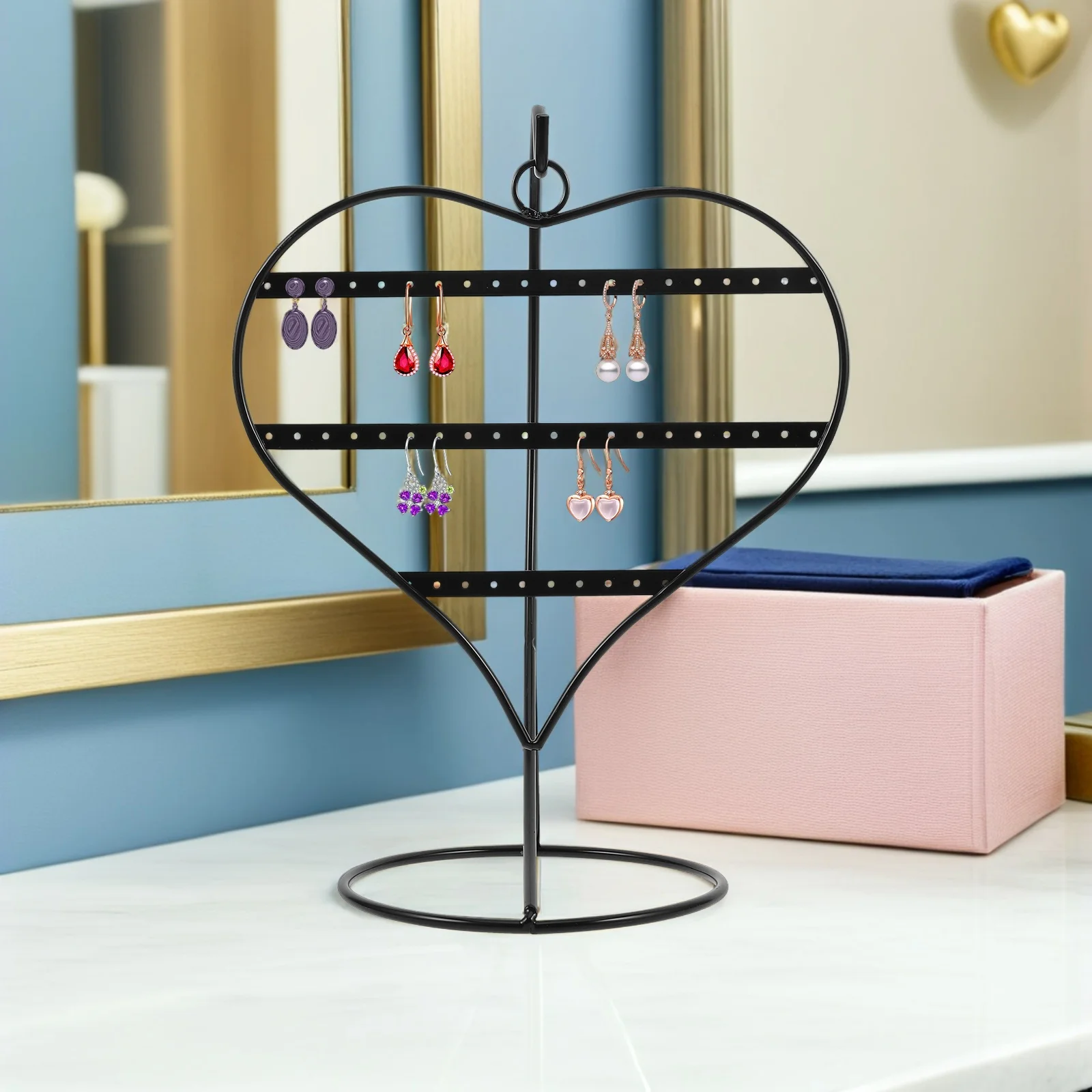 Metal Earring Display Stand Iron Art Jewelry Organizer Rack for Retail Store Live Streaming Desktop Use