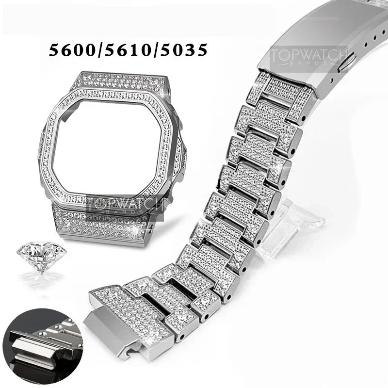 

Newest Diamond Dw5600 Metal Case 5610 Bezel 5600 Watch Band Strap Gw-m5610 Dw-5600 Watchband Tools Accessories Stainless Steel