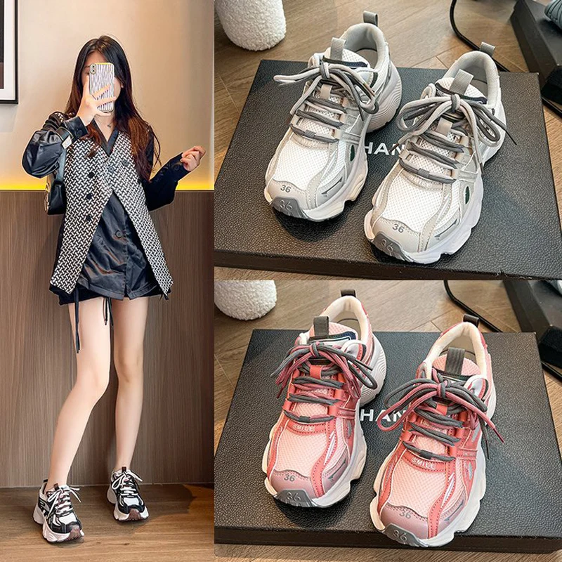 Spring Women Dad Shoes Adult Platform Trainers Summer Casual Chunky Sneakers for Women Sport Thick Sole Footwear