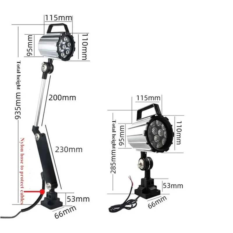 Lampada da lavoro per macchina utensile a LED impermeabile di alta qualità, braccio lungo/braccio corto, macchina utensile CNC da 12 W