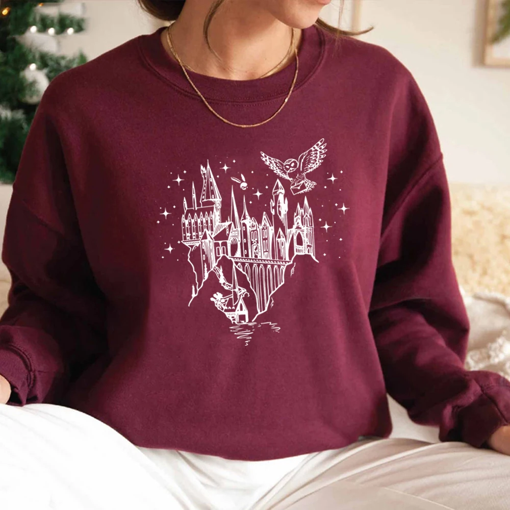 Wizard Castle Sweatshirt Believe in Magic Hoodies Magical School Sweatshirts Women Long Sleeve Pullover Wizard School Hoodie Top