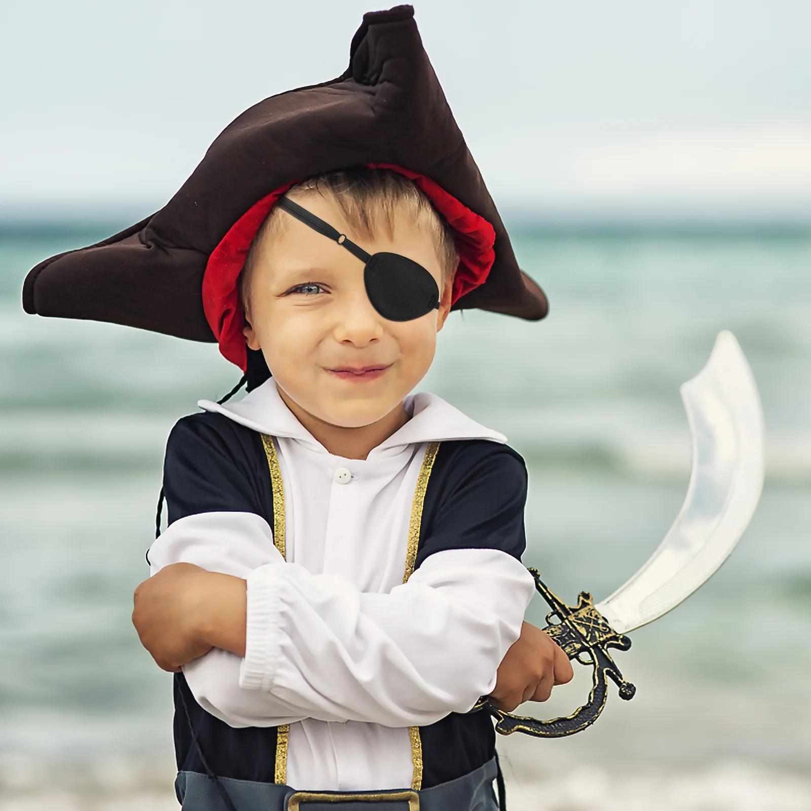 LIOOBO Pirate Eye Patch Comfortable Adjustable Single Eye Patch Eye Pad for Kids Teens Party Decor (Black)