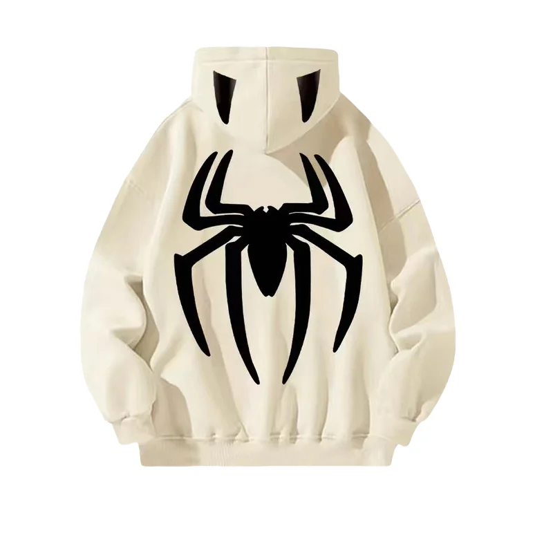 

Толстовка с принтом паука, пуловер с капюшоном в американском стиле, осеннее и зимнее пальто