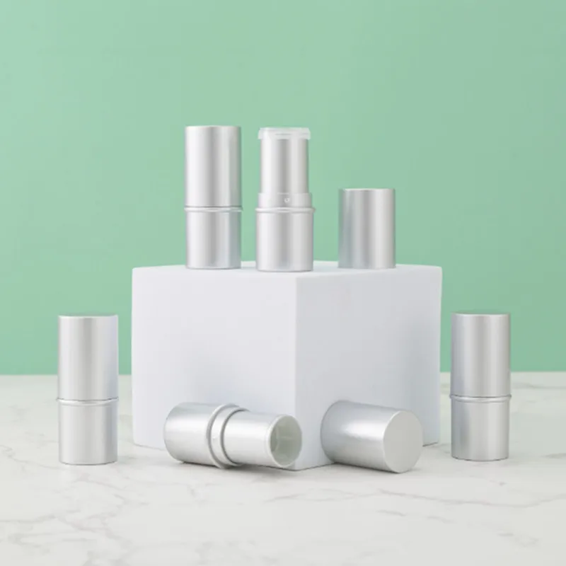 

Matte Silver Lip Balm Container Lipstick Tube Wormwood Mint Paste Solid Deodorant Empty Tube Cosmetic Containers