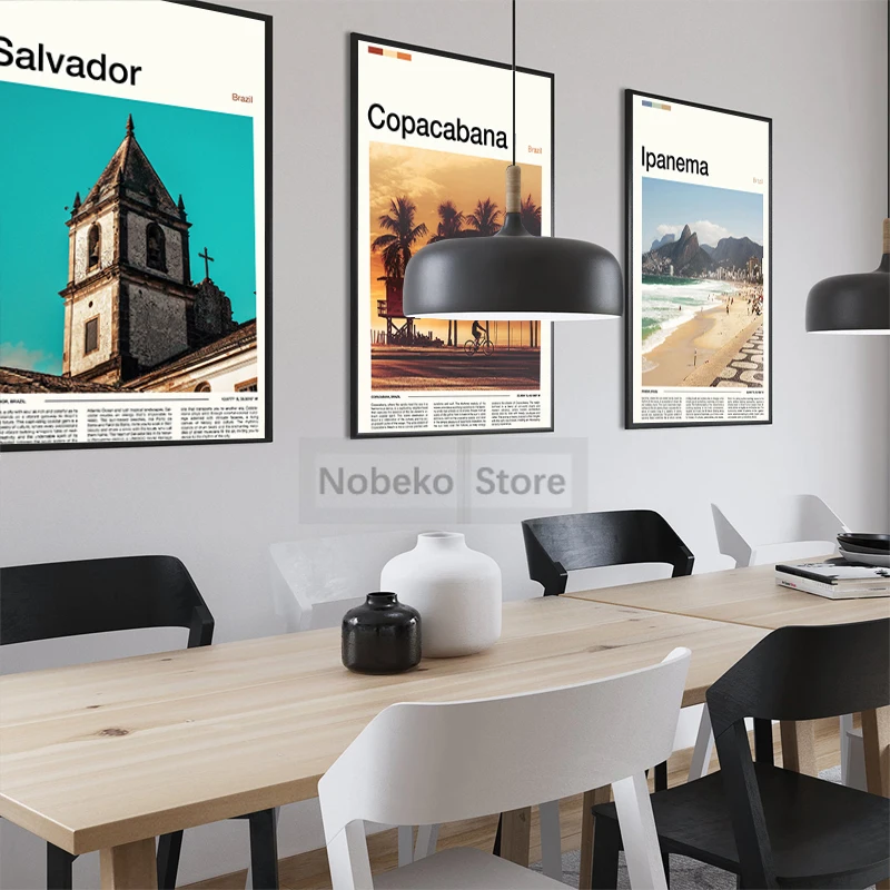 South America Brazil Travel Poster Manaus Ipanema Salvador São Paulo Landscape Prints Canvas Wall Home Room Modern Decoration