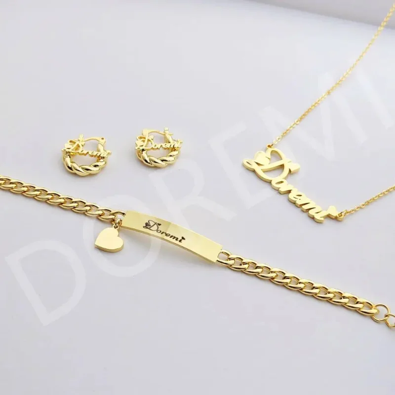 

Lateefah custom name stainless steel heart earrings custom name jewelry collection mini baby girl ring earrings letter personali