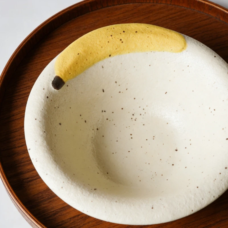 

Fun Banana Apple Ceramic Plate Hand Painted Underglaze Coarse Glaze Breakfast Pasta Salad Dessert Bowl Household Party Tableware
