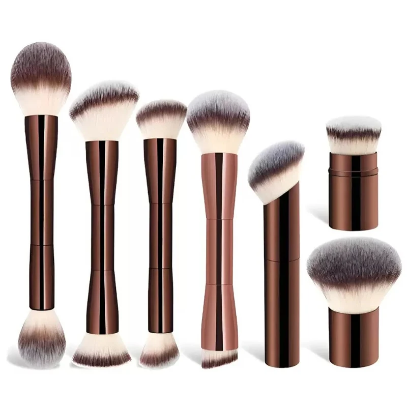 Wooden Handle Makeup Brushes Set Double Head Soft Foundation Powder Concealer Blusher Brush For Girls Women Cosmetic Tools