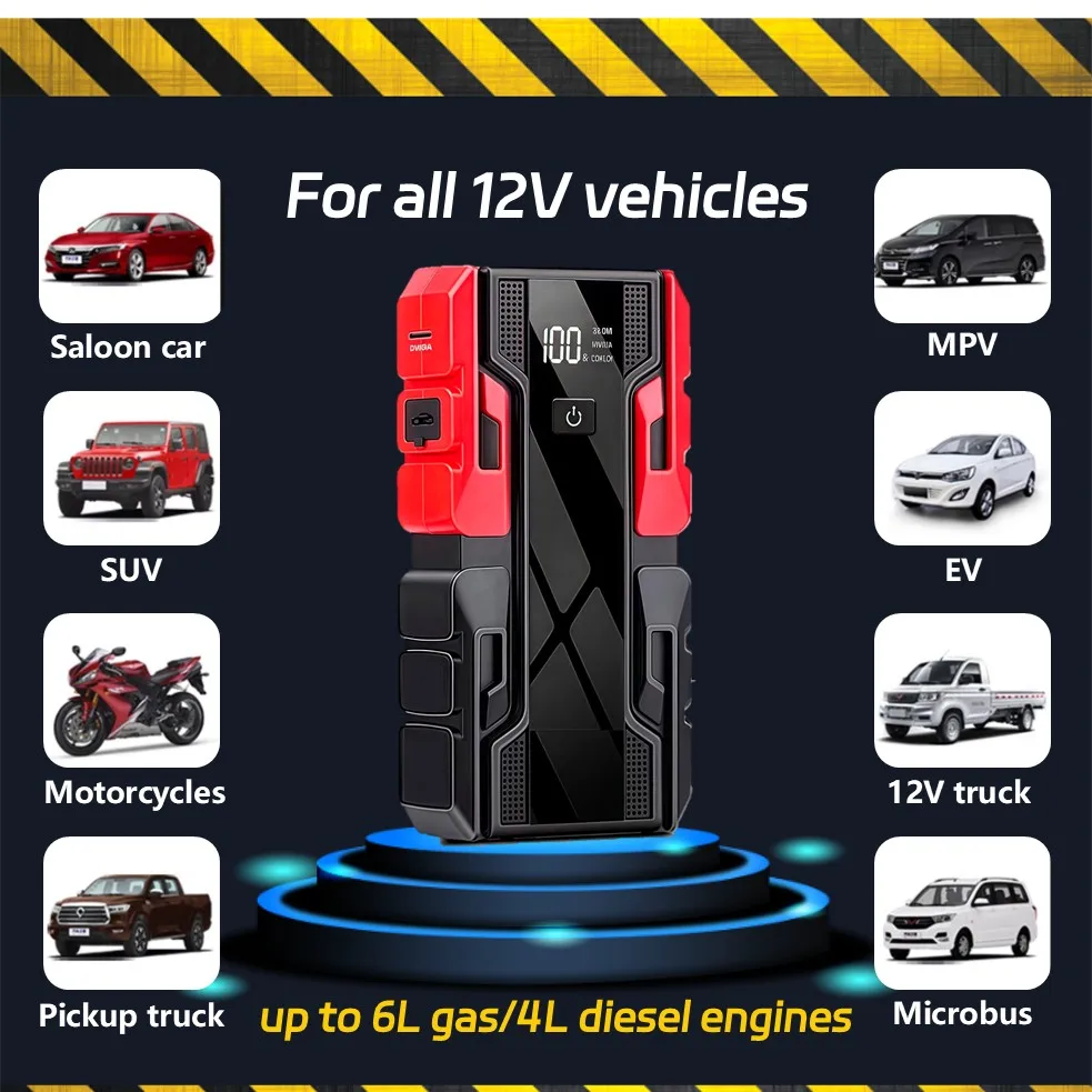 3000A Car Jump Starter Portable Power Bank Car Battery Emergency Boosters Starting Device Car Starter for Petrol 6.0L Diesel 4.0